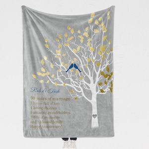 50th Wedding Anniversary Gifts for Parents Personalized Throw Blanket Couples Gift Idea 50 Years of Marriage Soft Blanket Gift