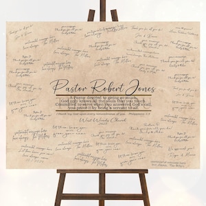 Ministry Thank you Gift Sign, signatures from church, Pastor gift, personalized Poem Scripture, Retirement, Moving, Appreciation Guest Book