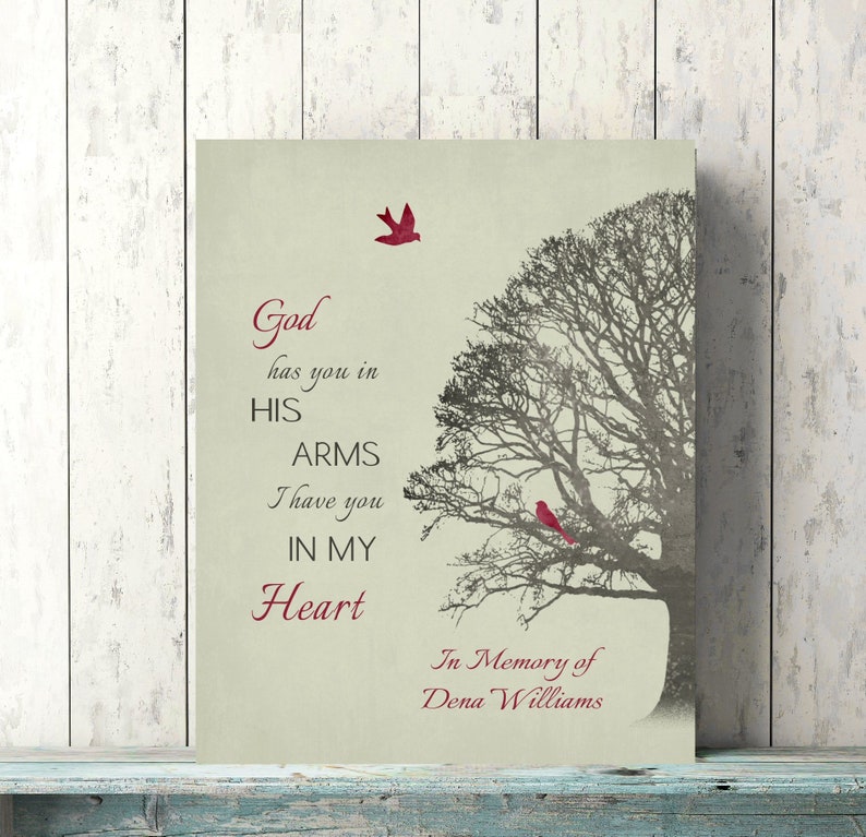 Sympathy Gift Loss of Loved One, Christian Remembrance, Personalized memorial bereavement Art Print condolence gift, grief gift in memory of image 1