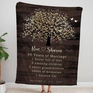 Geschenk für Eltern 50-jähriges Jubiläum Decke, personalisierte Geschenkidee Goldenes Jubiläum Decke, Paar Geschenk, Ehepartner Jahrestag Geschenk