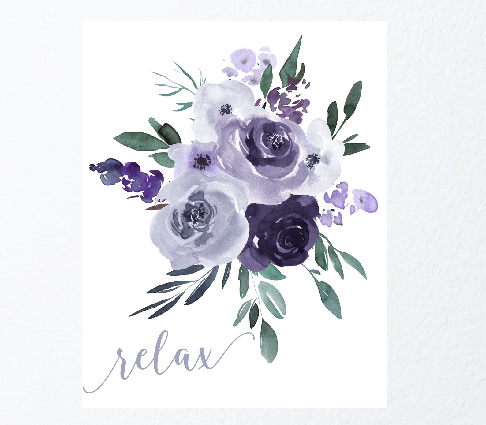 LAVENDER BATHROOM Wall Art Set Watercolor Floral Prints or Etsy