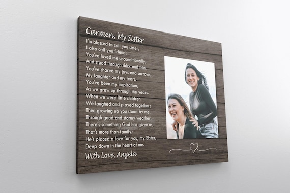 Sister Photo Gift, Christian Gift Idea, Religious Poem Gift, Personalized Keepsake, Christmas Present, High Quality Archival Print