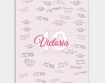 40th BIRTHDAY Guestbook alternative, Gift for Her, 40 Years Happy Birthday Sign, Personalized Print or Canvas Keepsake gift for Woman Friend