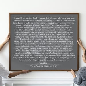 Christmas Gift for Parents Thank you Poem Mom and Dad, Personalized from Kids Sentimental Gift from Daughter or Son, Parent Anniversary Gift