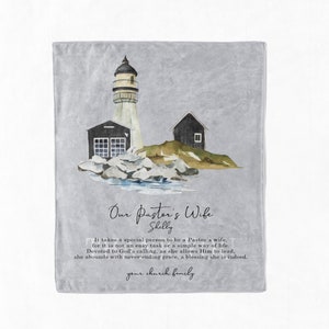 Pastor&#39;s Wife Pastor Appreciation Custom LightHouse Throw Blanket Personalized Gift for Wife of Pastor Custom Pastor&#39;s Wife Poem Nautical