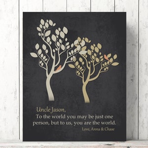 Gift for Uncle Gift from niece, nephew uncle christmas gift Poem gift ideas for uncle To Us you are the World PERSONALIZED sign image 1