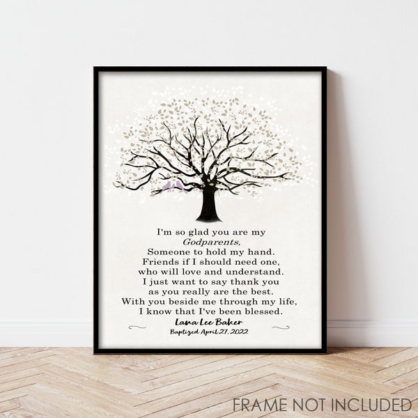 Godmother Gift Godparents Thank You |Godparent Personalized Poem | Baptism Gift 1st Communion | Print Canvas Digital from Goddaughter / son