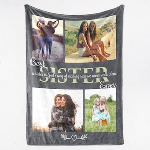 Manta con foto personalizada para regalar a tu hermana, cita cristiana, el camino de Dios: nunca camines sola, la MEJOR hermana de todos los tiempos.