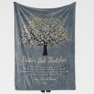 Personalized Pastor Appreciation Blanket: Custom Name Throw, Retirement Gift