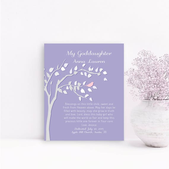Gift For Goddaughter Personalized Canvas Print Dedication God Daughter Baptism Gift Art Print Gift From Godparents Nursery Decor Wall Art