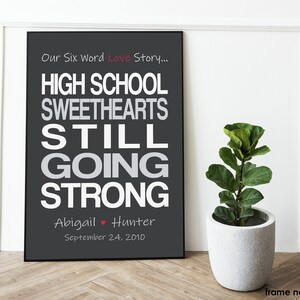 High School Sweethearts, Custom Sign for Spouse or Boyfriend, Girlfriend Canvas or Print Gift for Him, Engagement Gift Personalized Poster