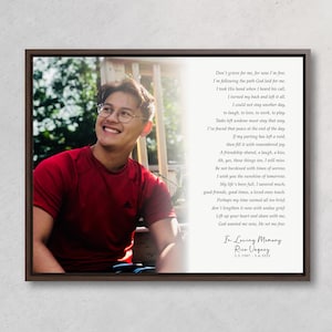 Sympathy Remembrance Gift, Personalized Photo Don&#39;t Grieve for Me Poem, Loss of Loved One, Condolence  In Loving Memory Memorial Keepsake