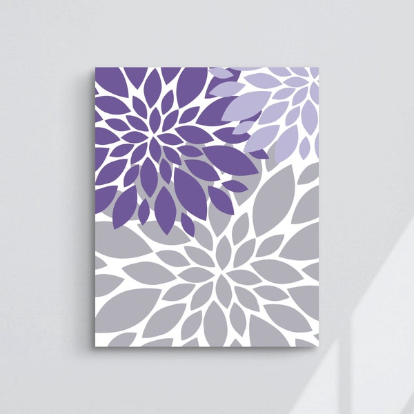Purple Grey Wall Art Etsy