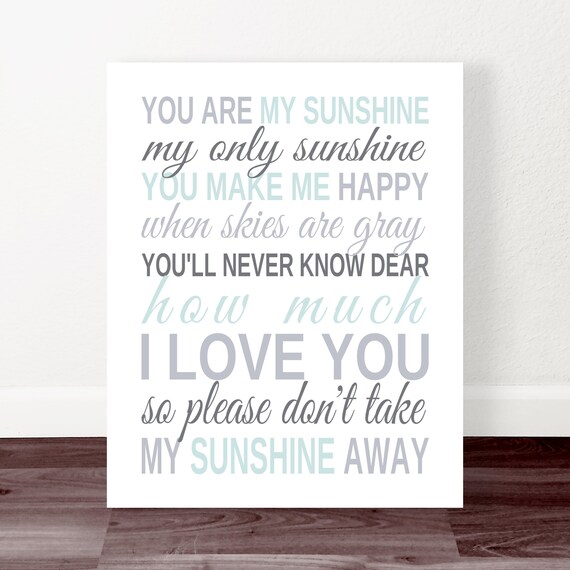 You Are My Sunshine Nursery Wall Art Boy or Girl BABY SHOWER Etsy