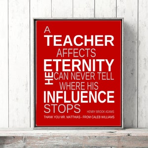 Personalized Teachers Gift Idea, MALE TEACHER Sign, Teacher Quote Poem Inpirational Canvas PRINT Appreciation gift Or digital file