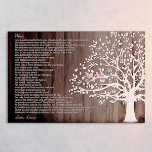 Gift for Mom Personalized Poem, MOM How can I Thank You, Mother from Daughter or Son, Canvas or Print  Custom Sign Art, Heartfelt Keepsake