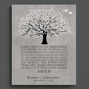 BŁOGOSŁAWIEŃSTWO MAŁŻEŃSKIE, Prezent ślubny dla par, Modlitwa dla pary, Prezent rocznicowy Spersonalizowane płótno / wydruk, Prezent religijny, Prezent chrześcijański