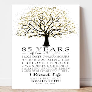 85 Years 85th BIRTHDAY GIFT Personalized 85th Birthday Years Happy Birthday Tree Parent Grandparent Gift Idea from Children Grandchildren