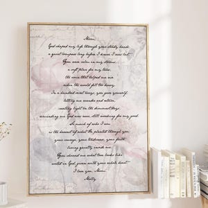Aangepaste quote print, moeder-dochter brief, christelijke geschriften, vintage gepersonaliseerde bloemkunst, cadeau canvas