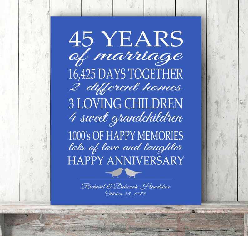 45th Wedding Anniversary Gift Ideas For Couples