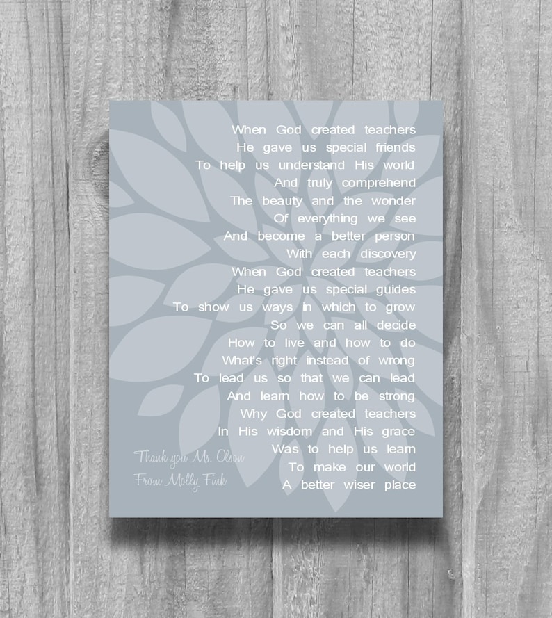 Christian Personalized Teachers CANVAS Gift Poem When God Etsy Christian Personalized Teachers CANVAS Gift Poem When God Etsy