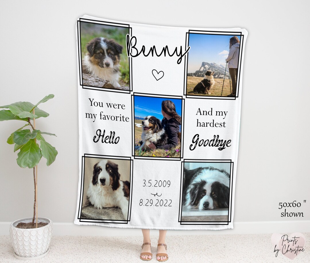 Personalized Photo Blanket Dog Memorial Pet Throw Blanket Personalized ...