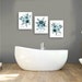 TURQUOISE BATHROOM Wall Art Set Watercolor Floral Prints or Canvas ...