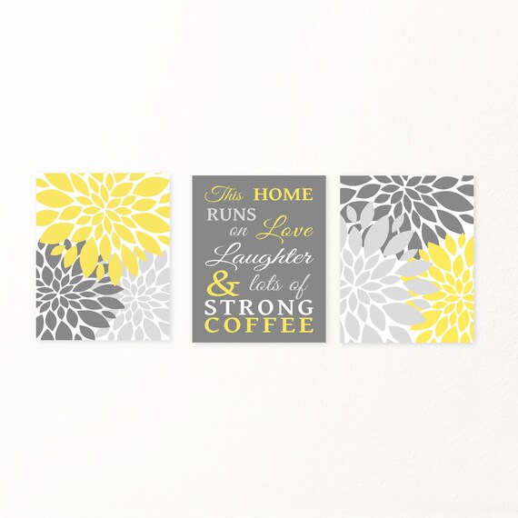 Yellow Kitchen Wall Art This Home Runs On Love Laughter And Etsy