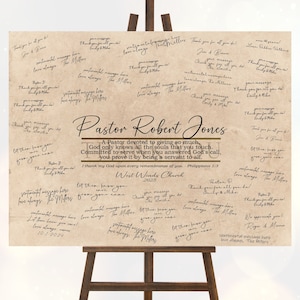 Ministry Thank you Gift Sign, signatures from church, Pastor gift, personalized Poem Scripture, Retirement, Moving, Appreciation Guest Book