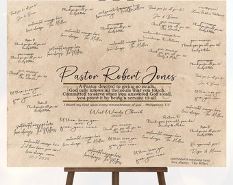 Ministry Thank you Gift Sign, signatures from church, Pastor gift, personalized Poem Scripture, Retirement, Moving, Appreciation Guest Book