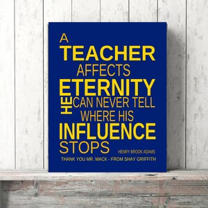 Teacher Gift Male SCHOOL COLORS Teacher Gift Personalized Teachers Gift  for Teacher Appreciation gift for Teacher End of Year Gift