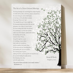 The Art of Marriage Christian Version, Personalized Couples Wedding Gift Religious Anniversary, Marriage Paper Anniversary Gift Wedding Poem