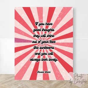 Cita de afirmaciones positivas, Si tienes buenos pensamientos, Póster artístico retro rosa fuerte o naranja, Letrero de arcoíris bohemio inspirador
