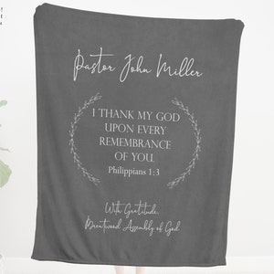 Pastor Appreciation Gift Pastor Retirement Gift, Personalized Blanket, Scripture Bible Verse Custom Throw Blanket Reverend Gift Ideas Church