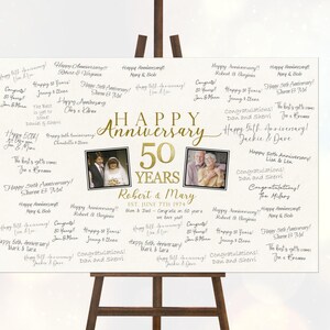 Guest Book for 50th Wedding Anniversary, Guestbook Alternative Personalized with Signatures Signed by Guests, Anniversary Party Idea 50 Year image 6