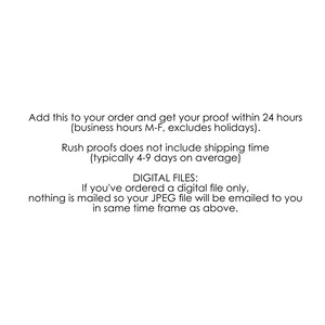 Puede incluir: Texto que explica el proceso de pedido y recepci&oacute;n de una prueba dentro de las 24 horas, excluyendo los d&iacute;as festivos. Las pruebas urgentes tardan entre 4 y 9 d&iacute;as de media. Los archivos digitales se env&iacute;an directamente por correo electr&oacute;nico y no incluyen el tiempo de env&iacute;o.