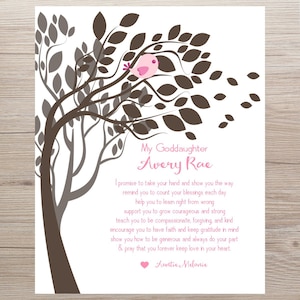 Baptism Gift, BABY DEDICATION GIFT, GodDaughter Keepsake Art, from Godparents, from family, Poem, Print, Canvas, Digital