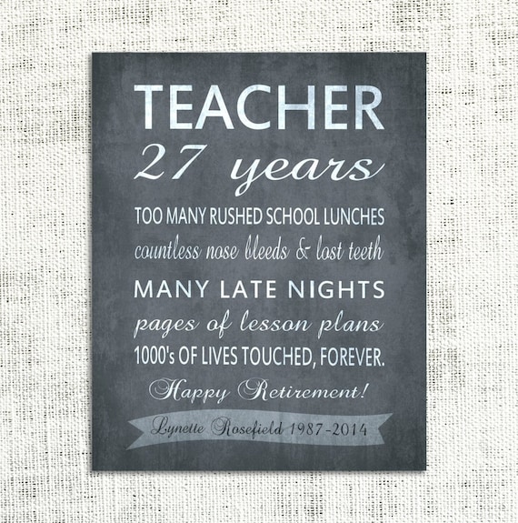 Teacher RETIREMENT Gift CANVAS Personalized Inpirational Etsy