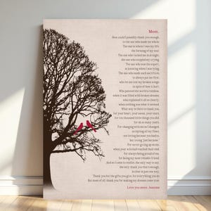 VAN DOCHTER tot moeder sentimenteel gedicht, gepersonaliseerd cadeau aangepaste canvas print oprechte voor moeder kunst aan de muur, Kerstmis, verjaardag, bruiloft