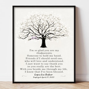 Godmother Gift Godparents Thank You |Godparent Personalized Poem | Baptism Gift 1st Communion | Print Canvas Digital from Goddaughter / son