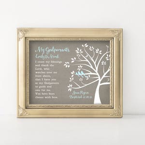 Godparents Gift From Godchild Personalized God parent Baptism Christening Tree Art Print or Canvas GODPARENT Poem image 7