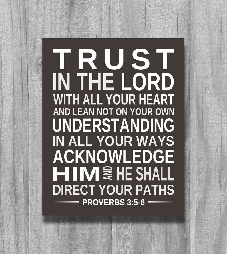 Proverbs 3:5-6 Print Inspirational Print BIBLE VERSE Trust in | Etsy
