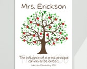 PRINCIPAL Appreciation Gift, Apple Tree, Personalized Print, Canvas or digital file, Gift from Student or from Staff, Customized Quote