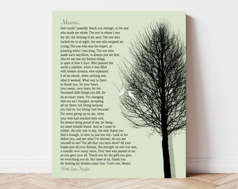 Mom Gift, Personalized Mothers Day Poem, Thank You Mom, Neutral Colors, Sentimental Gift from Daughter or Son, from Kids Custom sign