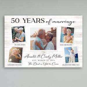 50th Anniversary Gift Photo Collage Gift for Spouse Vacation Pictures, Cruise Wedding Anniversary Large Sentimental Sign Personalized Gift