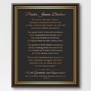 Pastor Appreciation Canvas Gift, Personalized Wall Art for Minister, Thank You Plaque, Christian Decor, Tribute, Custom Church Anniversary