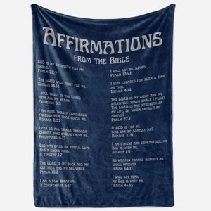 Scripture Affirmations BLANKET, Bible Verses Throw Blanket, Trendy Retro Font, Religious Gift for Christians, Gift Idea Teens, Adults Custom