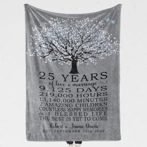 25th Anniversary Blanket, Personalized Throw Gift for Couples, Custom  Keepsake Present, Silver Anniversary, Friend Spouse Husband Wife Gift