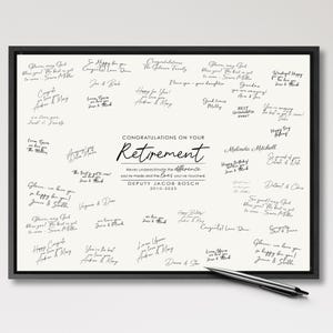 Letrero enmarcado para libro de visitas de jubilación, regalo personalizado, libro de visitas alternativo para fiestas, nombre personalizado, frase de jubilación, recuerdo