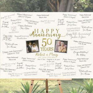 Guest Book for 50th Wedding Anniversary, Guestbook Alternative Personalized with Signatures Signed by Guests, Anniversary Party Idea 50 Year image 2